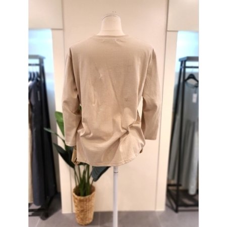 프린팅 7부 티셔츠 베이지