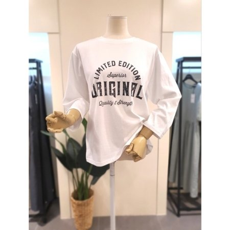 프린팅 7부 티셔츠 베이지