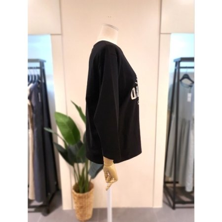 프린팅 7부 긴팔 티셔츠 블랙