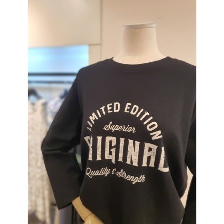 프린팅 7부 긴팔 티셔츠 블랙