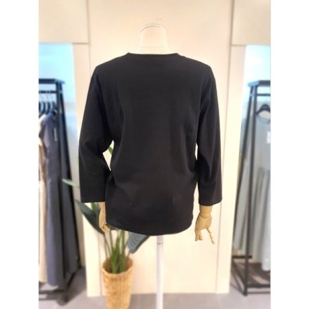 프린팅 7부 긴팔 티셔츠 블랙