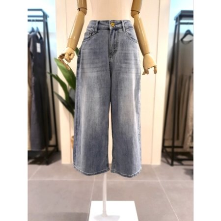 와이드 7부 데님팬츠 청바지