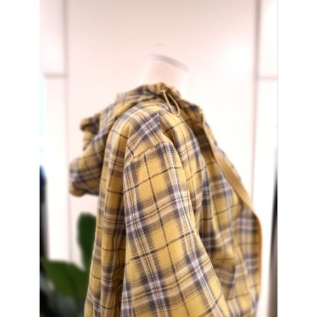 체크 후드 점퍼 세트 옐로우