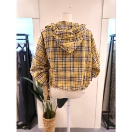 체크 후드 점퍼 세트 옐로우
