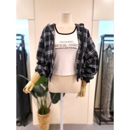 체크 점퍼 이너티 세트 블랙