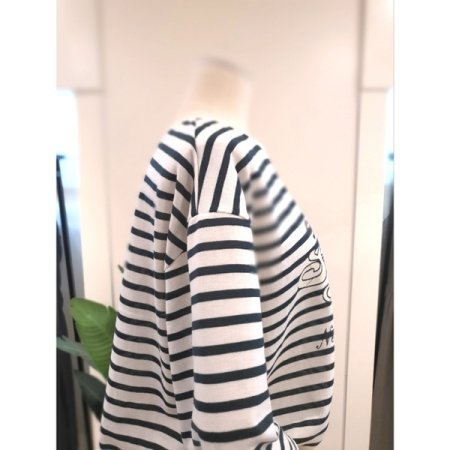 스트라이프 5부 반팔 맨투맨 그린