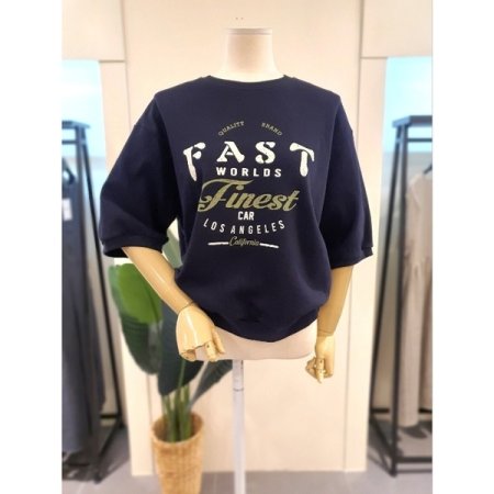 패스트 5부 소매 맨투맨 네이비