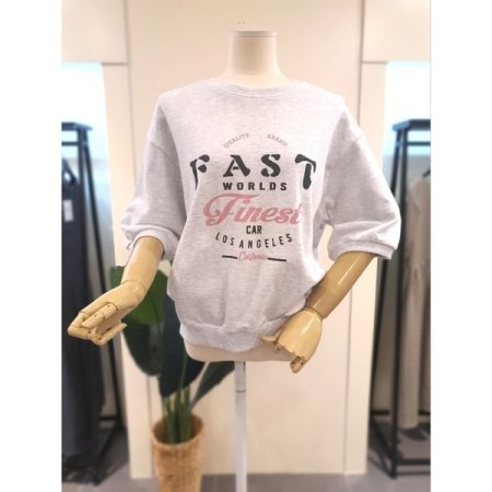 패스트 5부 소매 맨투맨 라이트그레이