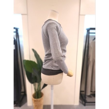 레이어드 이중 긴팔 티셔츠 그레이