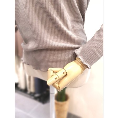 물결 골지 긴팔 티셔츠 베이지