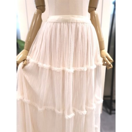 3단 프릴 밴딩 샤스커트 크림
