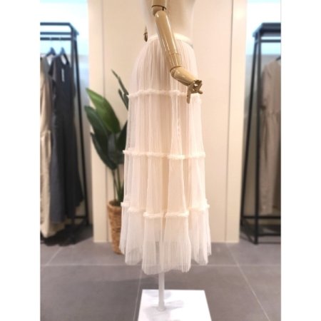 3단 프릴 밴딩 샤스커트 크림