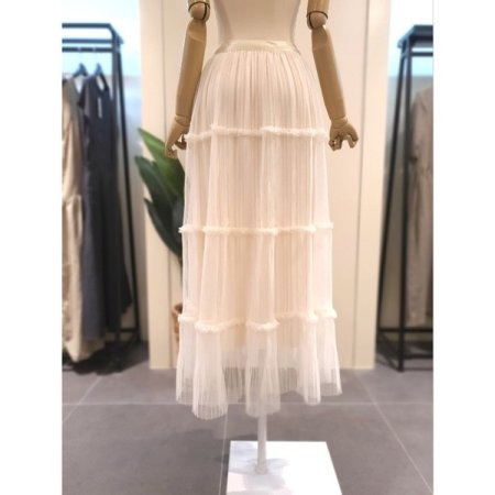 3단 프릴 밴딩 샤스커트 크림