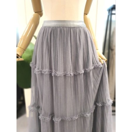프릴 밴딩 샤스커트 그레이