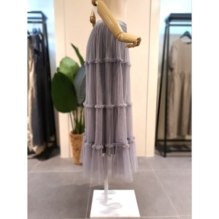 프릴 밴딩 샤스커트 그레이