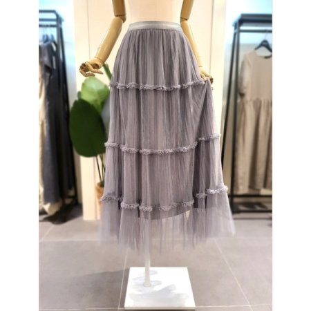 3단 프릴 밴딩 샤스커트 블랙