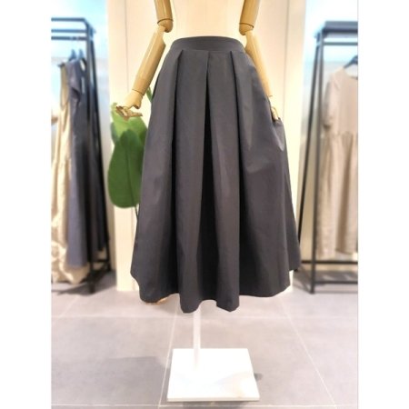 핀턱 포켓 뒷밴딩 스커트 브라운