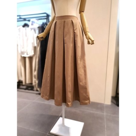 핀턱 포켓 뒷밴딩 스커트 브라운