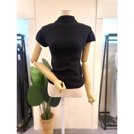 하프폴라 반목 반팔 니트 브라운