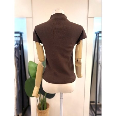 하프폴라 반목 반팔 니트 브라운