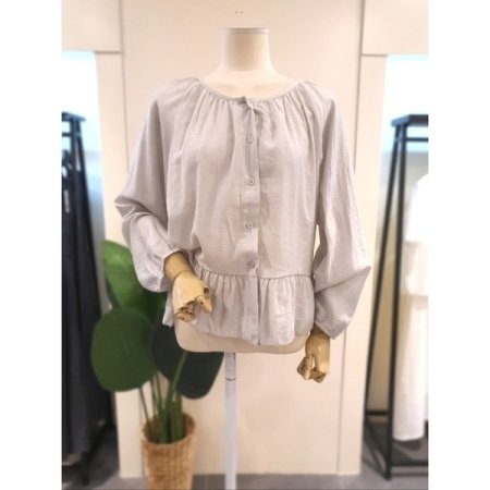 밑단 셔링 블라우스 블랙