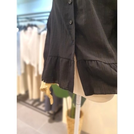 밑단 셔링 블라우스 블랙