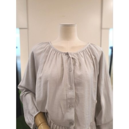 밑단 셔링 긴팔 블라우스 라이트카키