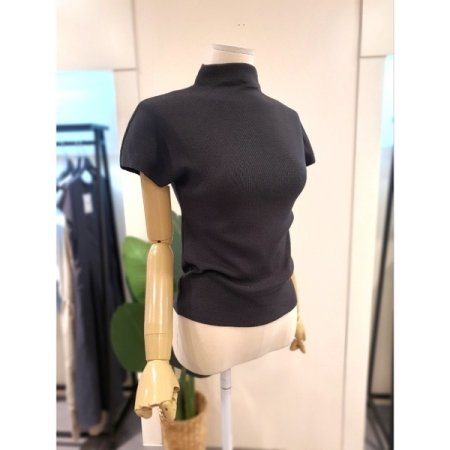 메리 반목 반팔 니트 다크그레이