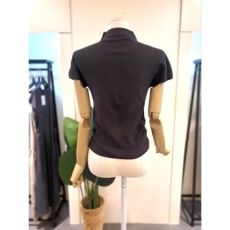 메리 반목 반팔 니트 다크그레이