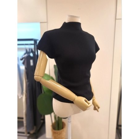 메리 반목 반팔 니트 블랙