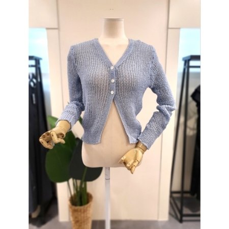 3버튼 테이프 가디건 아이보리