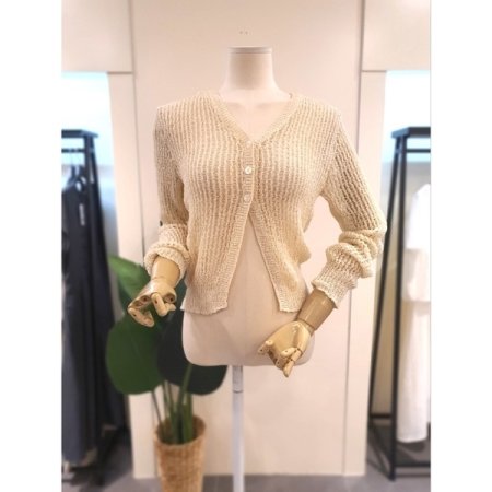 그물 긴팔 가디건 스카이블루