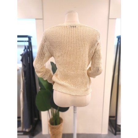 그물 긴팔 가디건 베이지