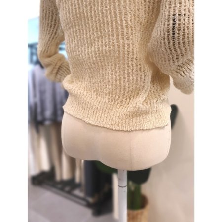 그물 긴팔 가디건 베이지