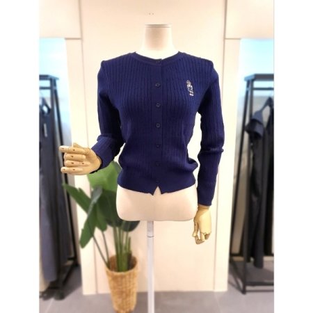 곰돌이 자수 꽈배기 가디건 아이보리