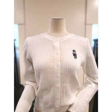 곰돌이 자수 꽈배기 가디건 아이보리