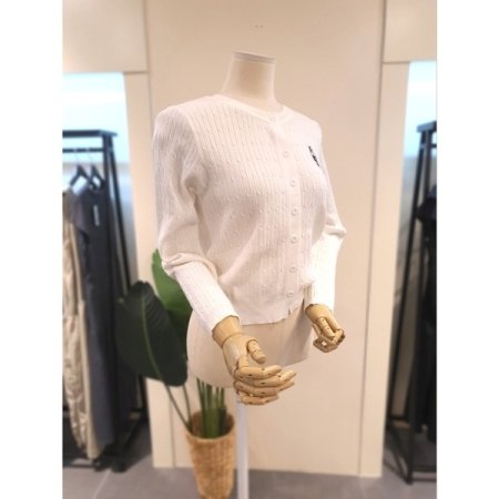 곰돌이 자수 꽈배기 가디건 아이보리