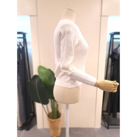 곰돌이 자수 꽈배기 가디건 아이보리