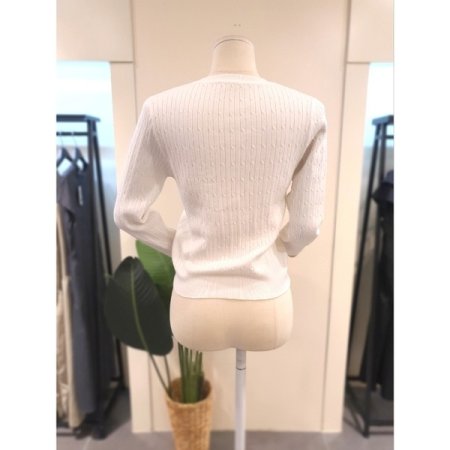 곰돌이 자수 꽈배기 가디건 아이보리