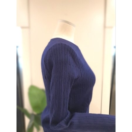 베어 자수 꽈배기 가디건 네이비