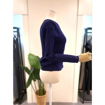 베어 자수 꽈배기 가디건 네이비