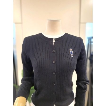 테디 자수 꽈배기 가디건 블랙