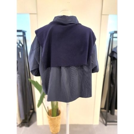 무드 셔츠 숄 세트 네이비