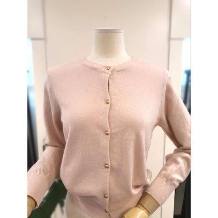 골드 버튼 니트 가디건 핑크