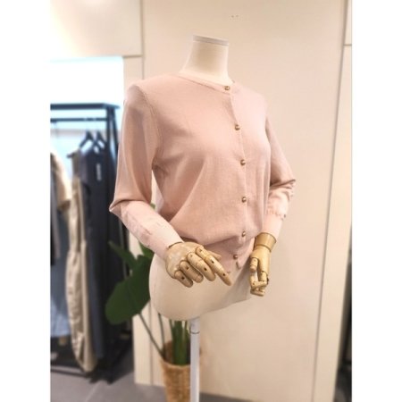 골드 버튼 니트 가디건 핑크
