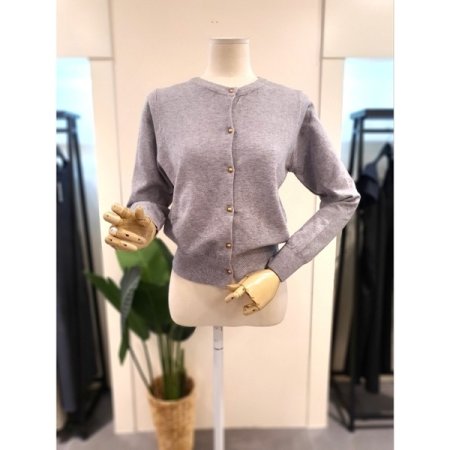 라운드 니트 가디건 라이트그레