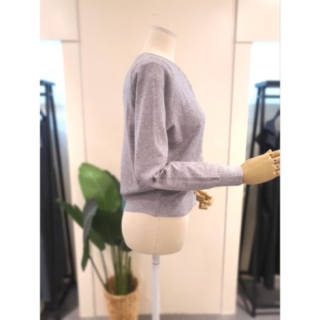 라운드 니트 가디건 라이트그레