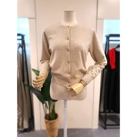 버튼 니트 긴팔 가디건 블랙