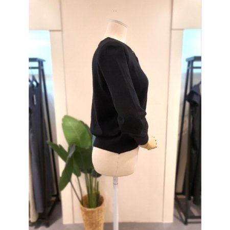 버튼 니트 긴팔 가디건 블랙