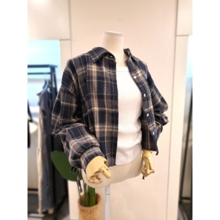 제이드 체크 남방 베이지